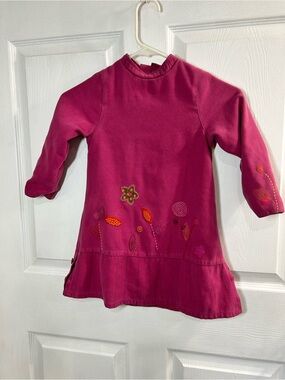 Catimini Girls Pink Dress Velour / Corduroy Mock Neck Size 5A 108